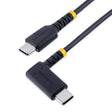 StarTech.com 1ft (30cm) USB-C Fast Charging Cable, Rugged, Right-Angled, Charge & Sync, 60W (3A) PD, USB 2.0, TPE Jacket and Aramid Fiber - USB C Charging Cord