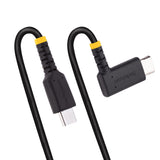 StarTech.com 6in (15cm) USB-C Fast Charging Cable, Rugged, Right-Angled, Charge & Sync, 60W (3A) PD, USB 2.0, TPE Jacket and Aramid Fiber - USB C Charging Cord