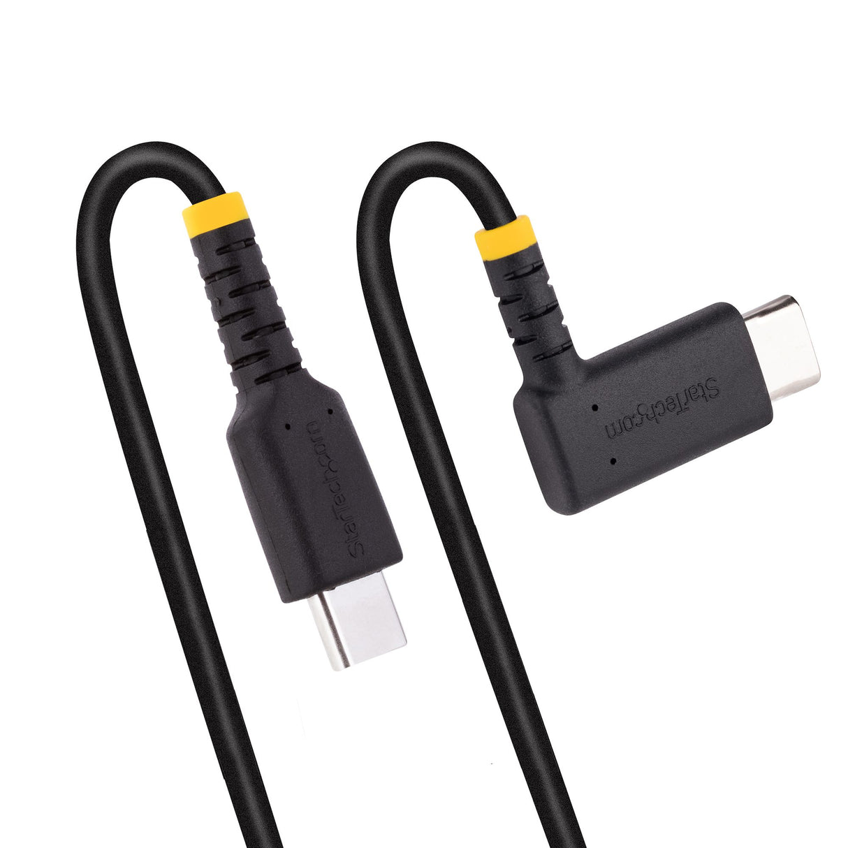 StarTech.com 1ft (30cm) USB-C Fast Charging Cable, Rugged, Right-Angled, Charge & Sync, 60W (3A) PD, USB 2.0, TPE Jacket and Aramid Fiber - USB C Charging Cord