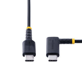 StarTech.com 1ft (30cm) USB-C Fast Charging Cable, Rugged, Right-Angled, Charge & Sync, 60W (3A) PD, USB 2.0, TPE Jacket and Aramid Fiber - USB C Charging Cord