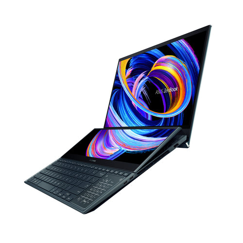 ASUS Zenbook Pro Duo 15 OLED UX582ZM-XH71-CA laptop Intel® Core™ i7 i7-12700H 39.6 cm (15.6") Touchscreen Full HD 16 GB LPDDR5-SDRAM 1 TB SSD NVIDIA GeForce RTX 3060 Wi-Fi 6 (802.11ax) Windows 11 Pro Blue
