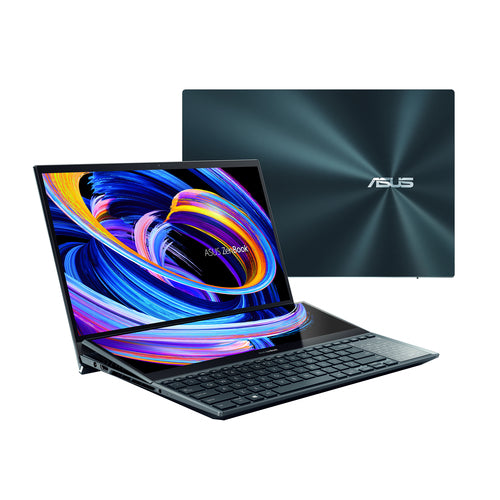 ASUS Zenbook Pro Duo 15 OLED UX582ZM-XH71-CA laptop Intel® Core™ i7 i7-12700H 39.6 cm (15.6") Touchscreen Full HD 16 GB LPDDR5-SDRAM 1 TB SSD NVIDIA GeForce RTX 3060 Wi-Fi 6 (802.11ax) Windows 11 Pro Blue