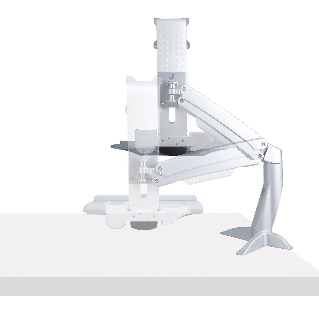 StarTech.com Sit-Stand Monitor Arm with Keyboard/Mouse Tray - Adjustable Desk Mount Sit-Stand Workstation Arm for Single 27" VESA Display - Ergonomic Articulating Standing Desk Converter - TAA