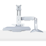 StarTech.com Sit-Stand Monitor Arm with Keyboard/Mouse Tray - Adjustable Desk Mount Sit-Stand Workstation Arm for Single 27" VESA Display - Ergonomic Articulating Standing Desk Converter - TAA