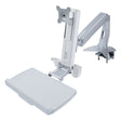 StarTech.com Sit-Stand Monitor Arm with Keyboard/Mouse Tray - Adjustable Desk Mount Sit-Stand Workstation Arm for Single 27" VESA Display - Ergonomic Articulating Standing Desk Converter - TAA