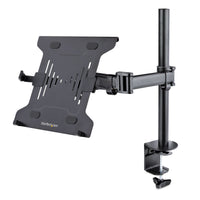 StarTech.com Laptop Desk Mount - Monitor and Laptop Mount - Displays up to 34" (17.6lb/8kg) & Laptops (4.5kg/9.9lb) - Articulating VESA Laptop Tray Arm - Clamp / Grommet Mount