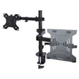 StarTech.com Monitor Arm with VESA Laptop Tray, For a Laptop (4.5kg/9.9lb) and a Single Display up to 32" (17.6lb/8kg), Black, Vented Tray, Adjustable Laptop Arm Mount, C-clamp/Grommet Mount