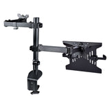 StarTech.com Monitor Arm with VESA Laptop Tray, For a Laptop (4.5kg/9.9lb) and a Single Display up to 32" (17.6lb/8kg), Black, Vented Tray, Adjustable Laptop Arm Mount, C-clamp/Grommet Mount