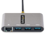 StarTech.com 3-Port USB-C Hub with Ethernet - 3x USB-A - Gigabit Ethernet - USB 3.0 5Gbps - Bus-Powered - 1ft/30cm Long USB Type-C Host Cable - GbE - Portable USB-C to USB-A Hub