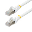 StarTech.com 12ft CAT6a Ethernet Cable - White - Low Smoke Zero Halogen (LSZH) - 10GbE 500MHz 100W PoE++ Snagless RJ-45 w/Strain Reliefs S/FTP Network Patch Cord