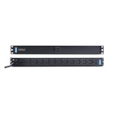 StarTech.com 13-Outlet Rackmount PDU, 1U Server Power Strip with 1x Front and 12x Rear Ports, Mounted Power Distribution Unit for 19-Inch Racks and Cabinets