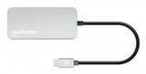 Manhattan USB-C Dock/Hub with Card Reader, Ports (x6): Ethernet, HDMI, USB-A (x3) and USB-C, With Power Delivery (100W) to USB-C Port (Note additional USB-C wall charger and USB-C cable needed), Universal for all devices, Cable 15cm, Aluminium...