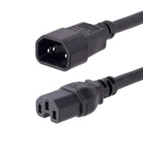 StarTech.com 10ft (3m) Heavy Duty Extension Cord, C14 to C15 Extension Cord, 15A 125V, 14AWG, Heavy Gauge Power Extension Cable, Heavy Duty AC Power Cord