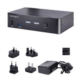 StarTech.com 2-Port USB-C KVM Switch, Single 4K 60Hz DisplayPort Monitor, 3.5mm Audio, 6x USB Hub Ports, Hot Key Switching, Thunderbolt 3/4 Compatible - TAA