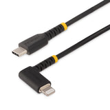 StarTech.com 3ft (1m) Durable USB-C to Lightning Cable - Right-Angled Heavy Duty Aramid Fiber USB Type-C to Lightning Charging/Sync Cord - Apple MFi Certified - Rugged iPhone Lightning Cable