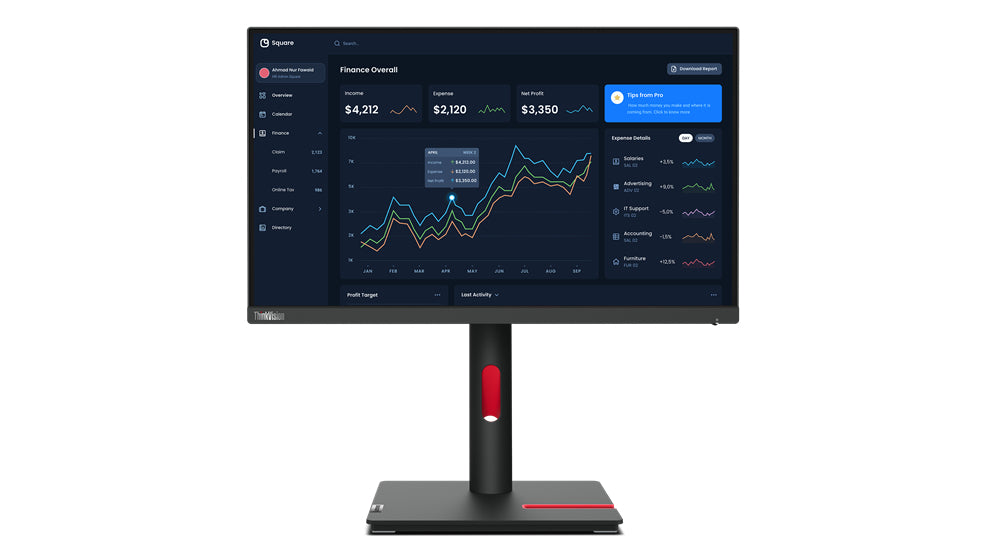 Lenovo ThinkVision T23i-30 computer monitor 58.4 cm (23") 1920 x 1080 pixels Full HD LED Black