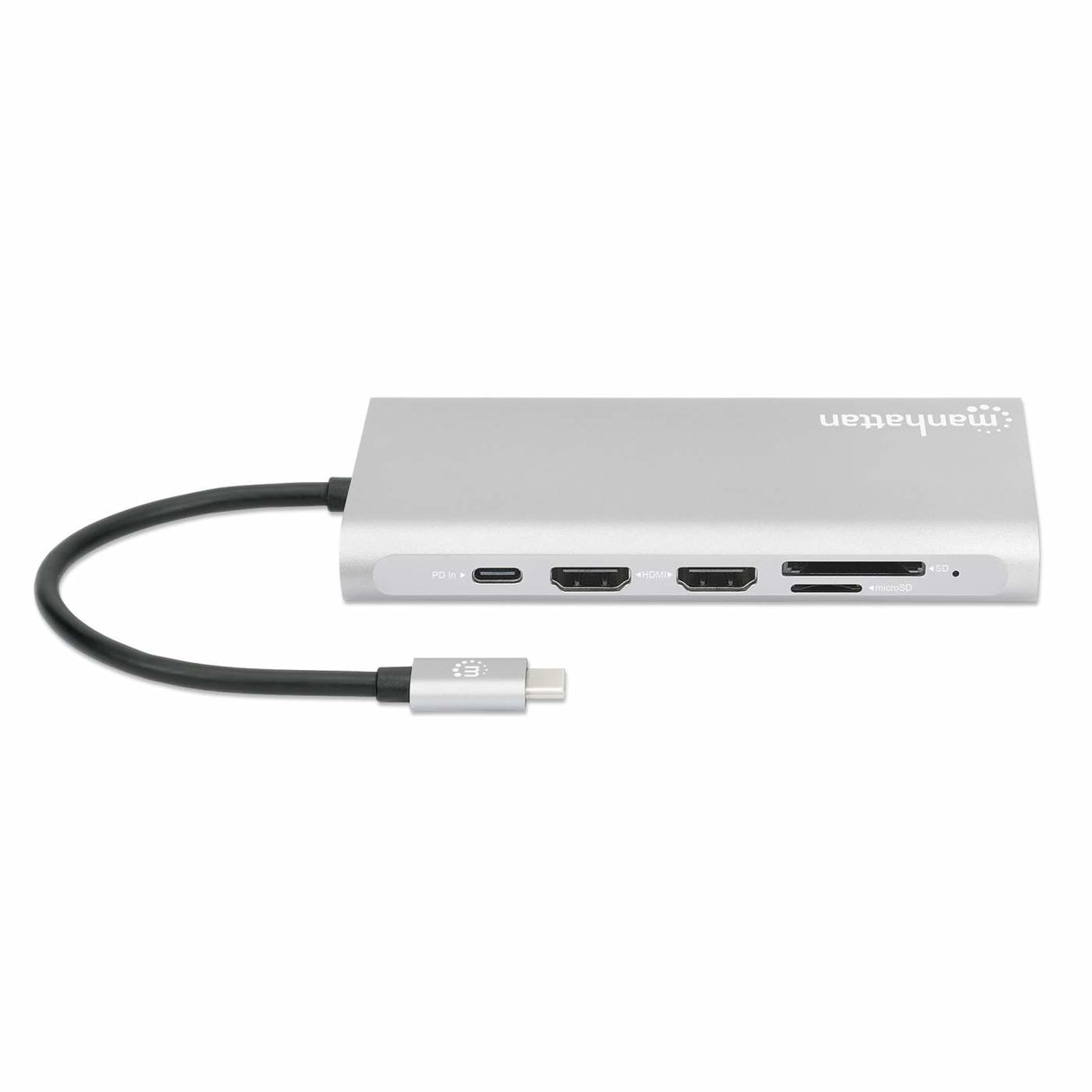 Manhattan USB-C Dock/Hub with Card Reader and MST, Ports (x10): Ethernet, 4K HDMI (X3), USB-A (x3) and USB-C (x2), With Power Delivery (100W) to 1x USB-C Port (USB-C wall charger/ cable needed), MST = Multi-Stream Transport, Universal for all devices