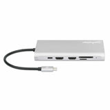Manhattan USB-C Dock/Hub with Card Reader and MST, Ports (x10): Ethernet, 4K HDMI (X3), USB-A (x3) and USB-C (x2), With Power Delivery (100W) to 1x USB-C Port (USB-C wall charger/ cable needed), MST = Multi-Stream Transport, Universal for all devices