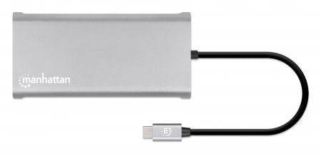 Manhattan USB-C Dock/Hub with Card Reader and MST, Ports (x10): Ethernet, 4K HDMI (X3), USB-A (x3) and USB-C (x2), With Power Delivery (100W) to 1x USB-C Port (USB-C wall charger/ cable needed), MST = Multi-Stream Transport, Universal for all devices