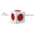 Allocacoc - Power Cube- 5 outlets - Extended Power Strip - Red 10FT cord'