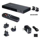 StarTech.com 4-Port 8K HDMI Switch, HDMI 2.1 Switcher 4K 120Hz HDR10+, 8K 60Hz UHD, HDMI Switch 4 In 1 Out, Auto/Manual Source Switching, Power Adapter and Remote Included