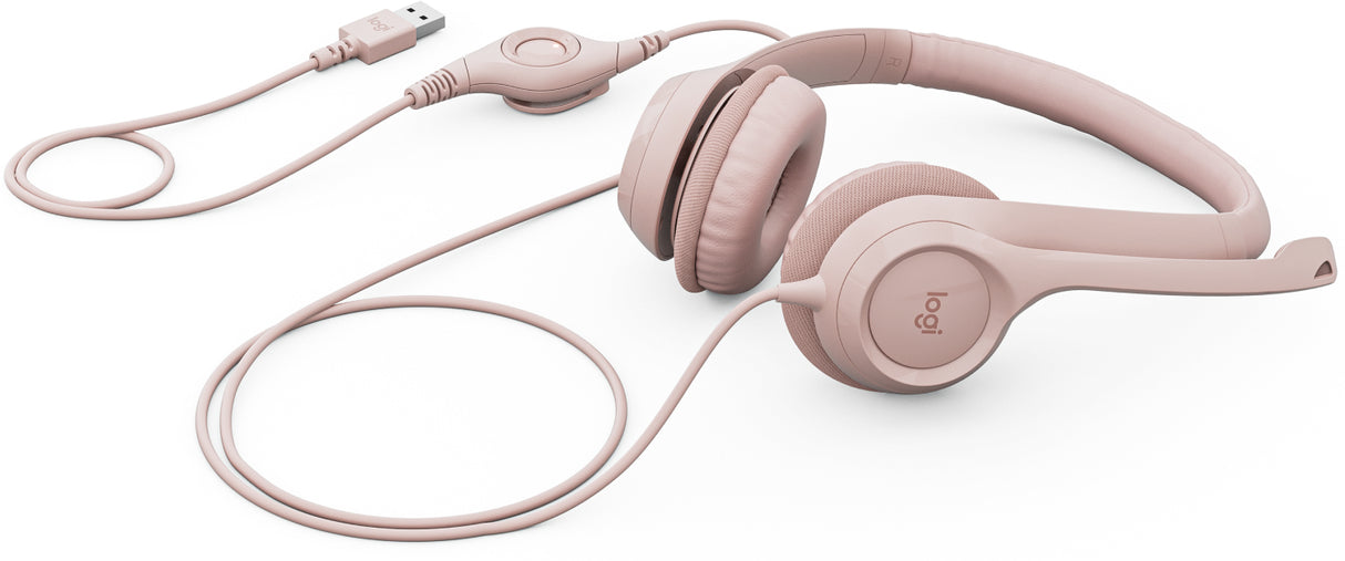 Logitech 981-001280 headphones/headset Wired Head-band Office/Call center USB Type-A Rose
