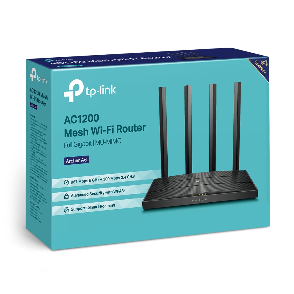 TP-Link Archer A6 V3 wireless router Gigabit Ethernet Dual-band (2.4 GHz / 5 GHz) Black