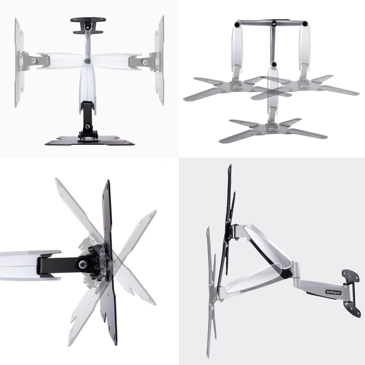 StarTech.com VESA TV Wall Mount, Adjustable Full Motion Mount For 23"-55" Displays, Slim Wall Mount TV Bracket Supports 66lb (30kg), Extendable/Tilting/Swivel Monitor Wall Mount