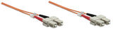 Intellinet Fiber Optic Patch Cable, OM1, SC/SC, 10m, Orange, Duplex, Multimode, 62.5/125 µm, LSZH, Fibre, Lifetime Warranty, Polybag