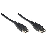 Manhattan USB-A to USB-A Cable, 1.8m, Male to Male, Black, 480 Mbps (USB 2.0), Equivalent to USB2AA2M (except 20cm shorter), Hi-Speed USB, Lifetime Warranty, Polybag