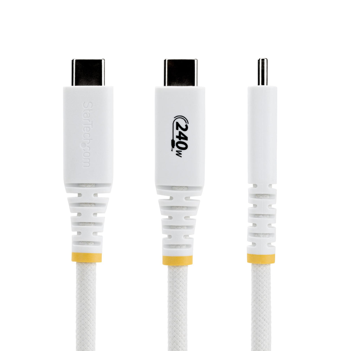 StarTech.com 10ft (3m) USB-C Charging Cable, Durable and Ultra-Flexible, 240W (5A) PD EPR, USB 2.0 Laptop Charger Cable, USB-IF Certified, Rugged USB-C Charging Cord - White