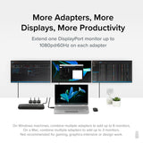 Plugable Technologies USB to DisplayPort Adapter. Connect one or more to any Mac or Windows System to add extra displays up to 1920x1080 60hz. USB C and A