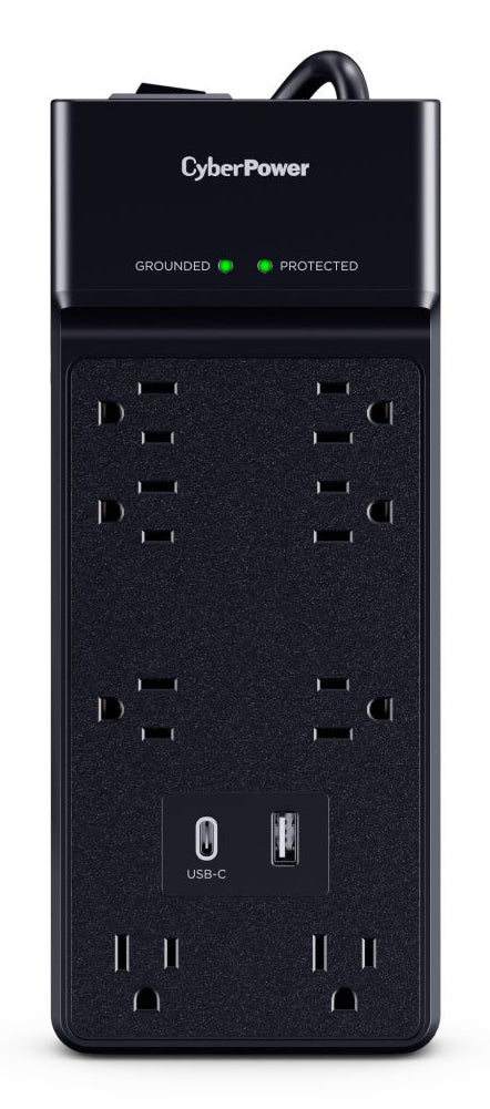 CyberPower CSP806UC18 surge protector Black 8 AC outlet(s) 125 V 1.8 m