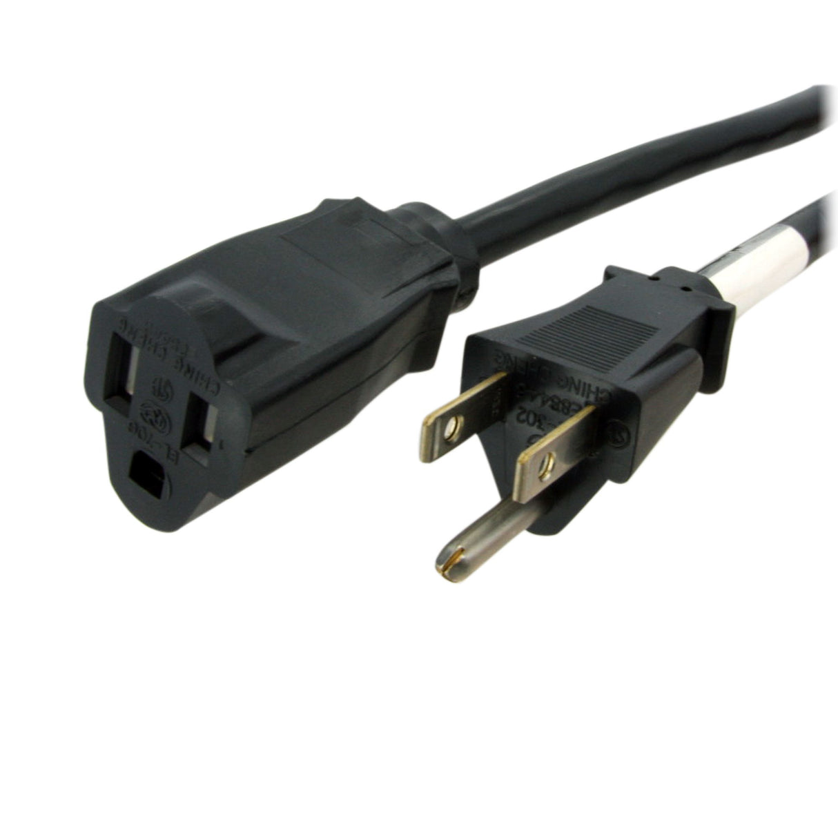 StarTech.com 6ft (1.8m) Heavy Duty Extension Cord, NEMA 5-15R to NEMA 5-15P Black Extension Cord, 15A 125V, 14AWG, Heavy Gauge Power Extension Cable, NEMA 5-15R to NEMA 5-15P AC Power Cord - UL Listed