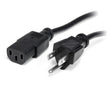 StarTech.com 15ft (4.5m) Computer Power Cord, NEMA 5-15P to C13, 10A 125V, 18AWG, Black Replacement AC Power Cord, Printer Power Cord, PC Power Supply Cable, Monitor Power Cable - UL Listed