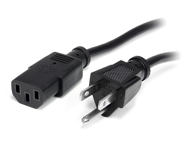 StarTech.com 15ft (4.5m) Computer Power Cord, NEMA 5-15P to C13, 10A 125V, 18AWG, Black Replacement AC Power Cord, Printer Power Cord, PC Power Supply Cable, Monitor Power Cable - UL Listed