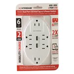 XTREME 6 OUTLET WALL TAP W/ 2 USB PORTS - WHITE