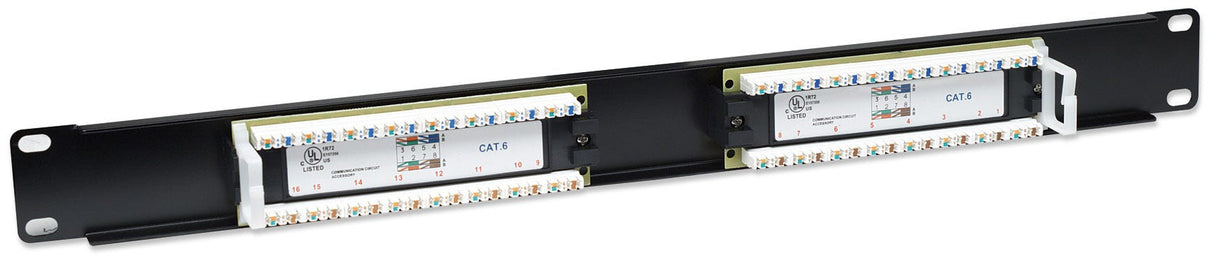 Intellinet Patch Panel, Cat6, UTP, 16-Port, 1U, Black