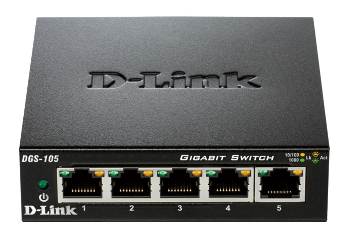 D-Link DGS-105 network switch Unmanaged L2 Gigabit Ethernet (10/100/1000) Desktop Black