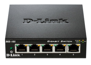 D-Link DGS-105 network switch Unmanaged L2 Gigabit Ethernet (10/100/1000) Desktop Black