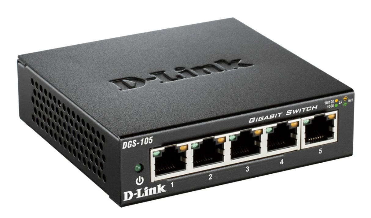 D-Link DGS-105 network switch Unmanaged L2 Gigabit Ethernet (10/100/1000) Desktop Black