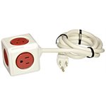 POWERCUBE EXTENDED - 5 OUTLETS - RED 5' CORD/1.5m W/SURGE