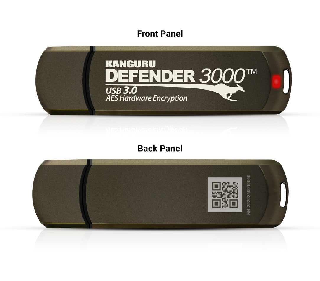 iStorage Kanguru Defender 3000™ SuperSpeed USB 3.0 512 GB| Secure Flash Drive | FIPS 140-3 Level 3 pending, FIPS 140-2 Level 3 Certified | AES-XTS 256-bit Hardware Encryption | TAA Compliant