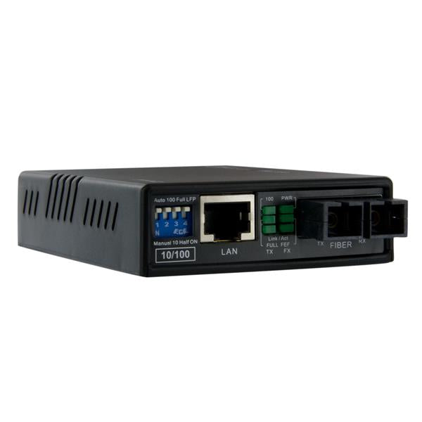 StarTech.com Multi-Mode (MM) SC Fiber Media Converter for 10/100Mbps Networks, Standalone Ethernet to SC MM Fiber Media Converter, 1310nm, 2km - TAA