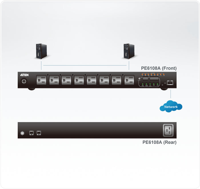 ATEN 1U 10A 8 Outlet Switched Bank Metered PDU + Free Eco PDU Manager Software