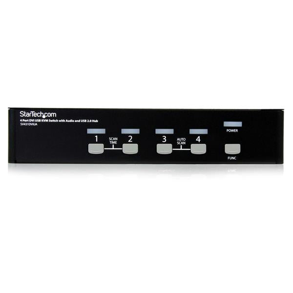 StarTech.com 4 Port DVI USB KVM Switch with Audio and USB 2.0 Hub - TAA