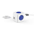 POWERCUBE EXTENTED USB - 4 OUTLETS 2 USB w/SURGE - BLUE 5' CORD CETL