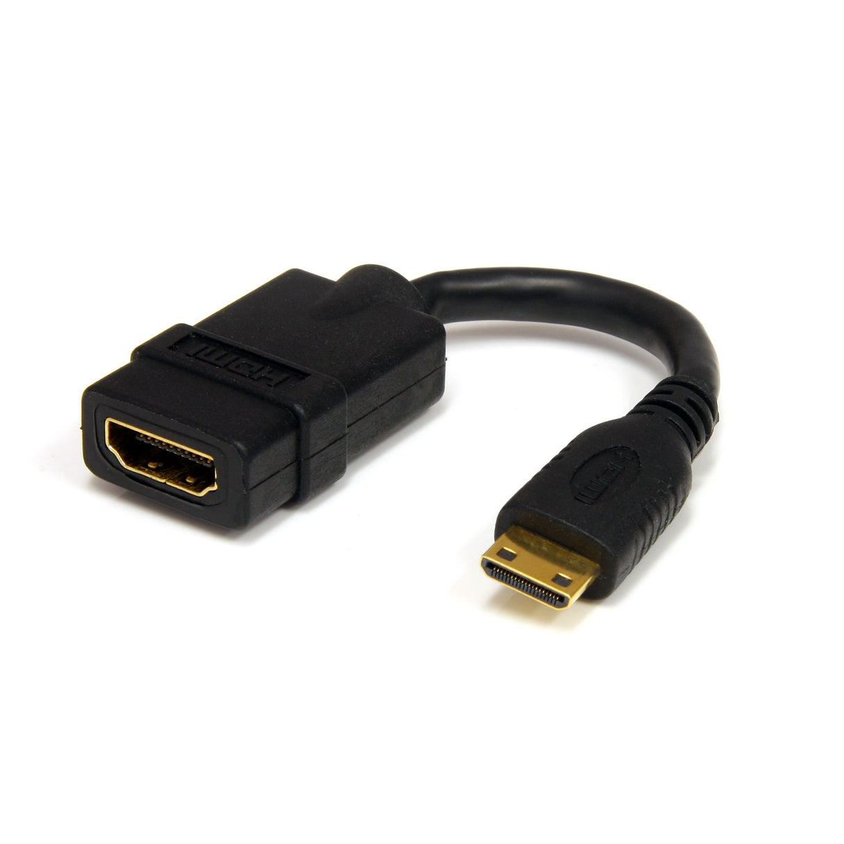 StarTech.com 5in (13cm) Mini HDMI to HDMI Adapter - 4K High Speed HDMI Adapter - 4K 30Hz Ultra HD High Speed HDMI Adapter - HDMI 1.4 - Gold Plated Connectors - UHD Mini HDMI Adapter 4K - Black