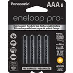 Panasonic eneloop pro 500 cycle 8-pack AAA high capacity Ni-MH precharged rechargeable batteries