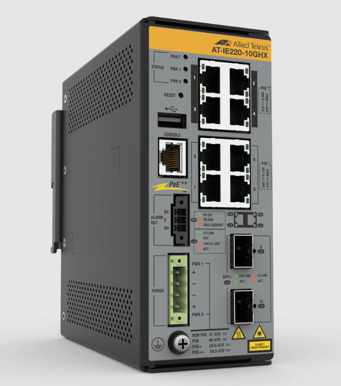 Allied Telesis AT-IE220-10GHX-980 network switch Gigabit Ethernet (10/100/1000) Power over Ethernet (PoE) Grey